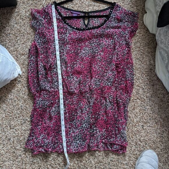 (Beverly Drive) Pink Black Leopard Blouse 24w - Picture 5 of 8
